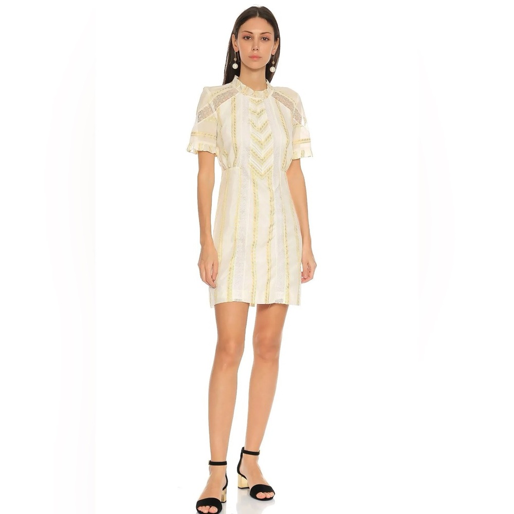NWT Sandro Cream Puff Sleeve Mini Dress size 38